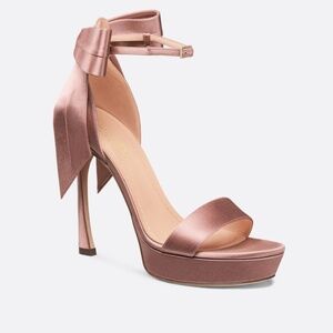 Dior Mlle Dior Heeled Sandal Platform - Satin Dusty Pink - Size 36.5 / Size 6.5